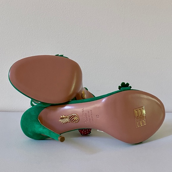 Aquazzura Jungle Green Fragolina Suede Stiletto Sandals - Picture 12 of 16